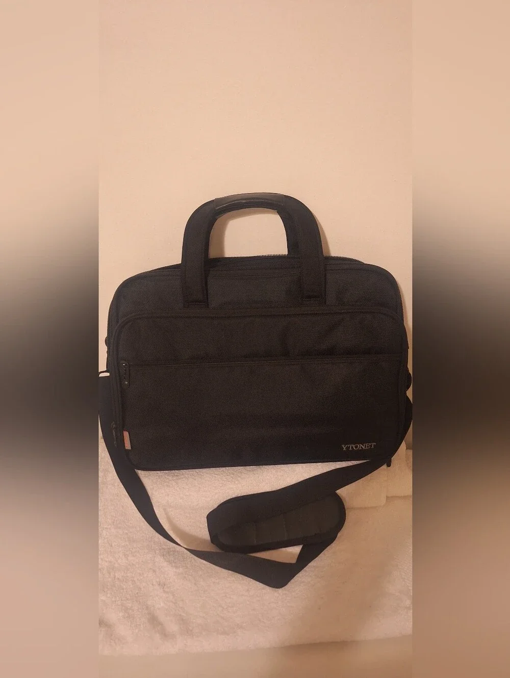YTONET Black Men's Laptop Briefcase with Shoulder Strap